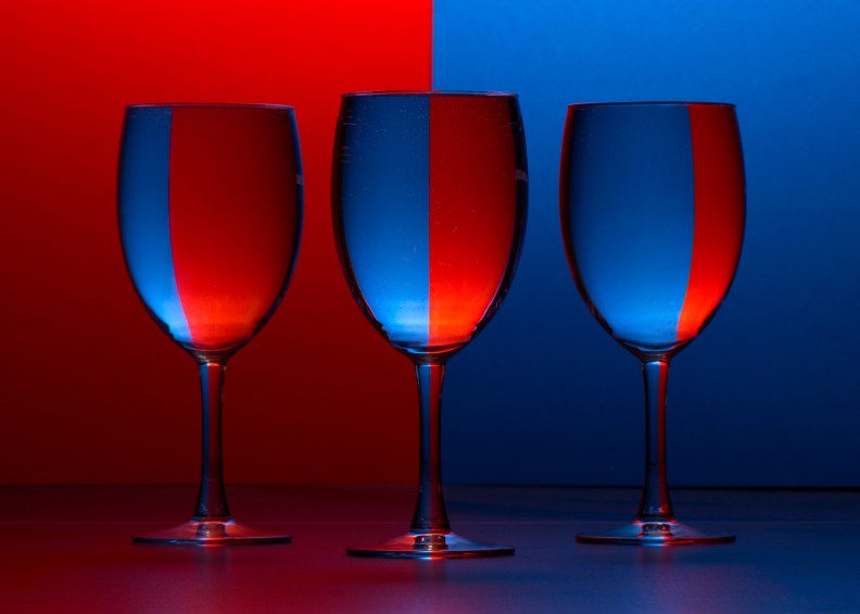 Goblets in blue and red