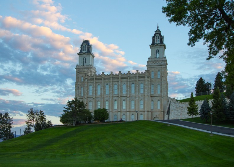 Manti Utah temple grounds sunrise