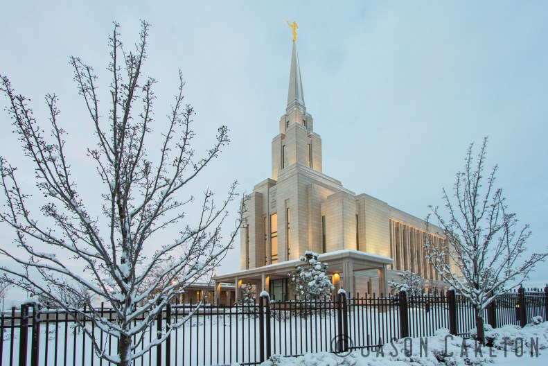 photo winter Oquirrh Mountain Temple LDS Mormon snow sunrise