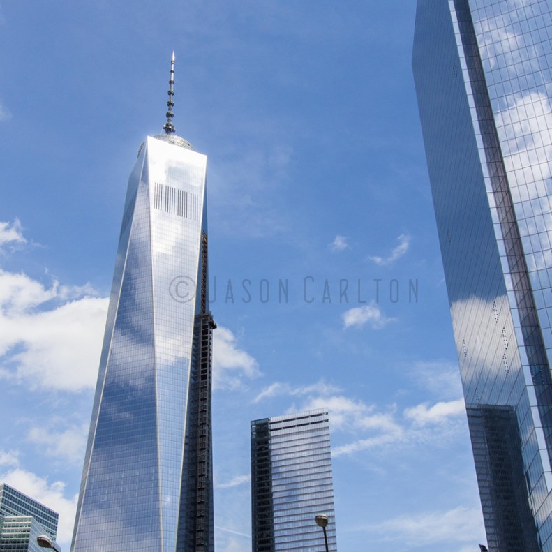 Photo of reflections in windows of Freedom Tower in NYC